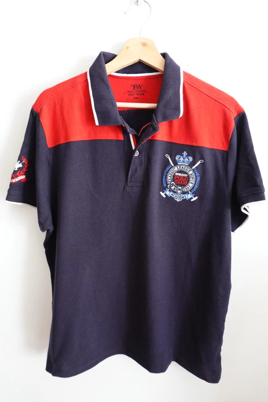 Polo hombre bordado USA Cup azul marino y rojo 5XL